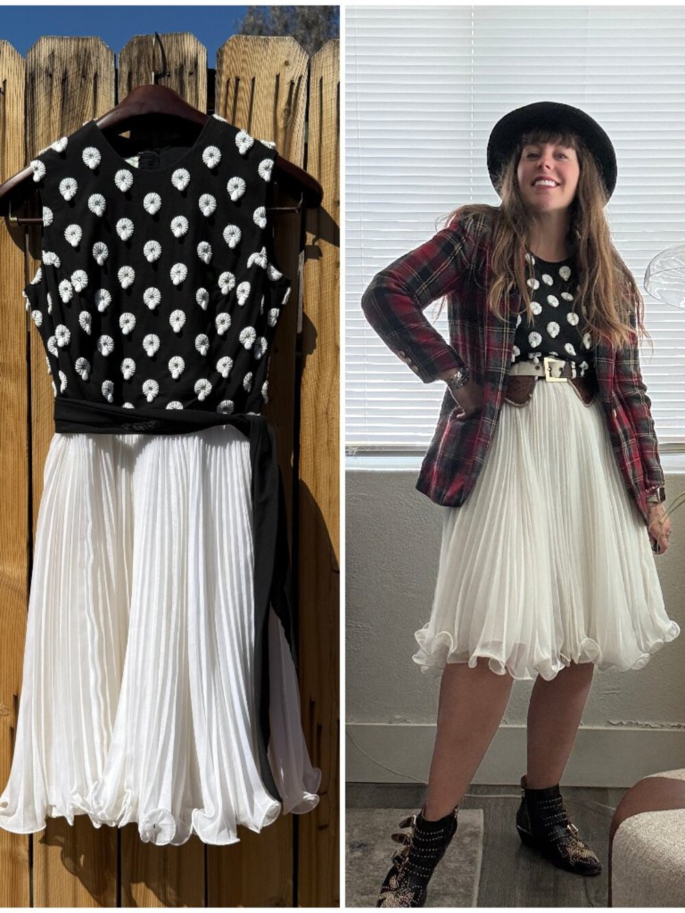 Vintage 60s O'Brien's Sleeveles Beaded Pleated Chiffon Cocktail Dress Medium